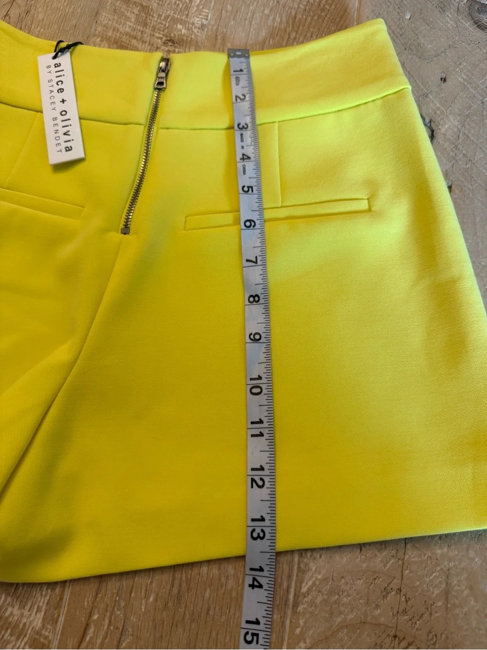 Alice + Olivia High-Waist Bright Yellow Stretch Shorts